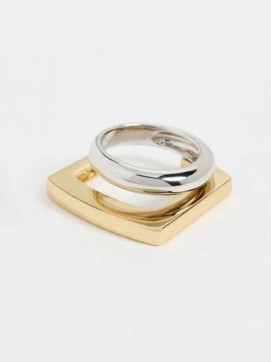 BunnyBlvd Jewelry - NEW Modern Double Tina Ring Mixed Metals 2 Two-Tone Gold Silver AU21